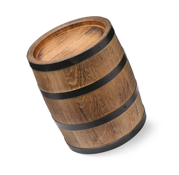 白地に隔離された伝統的な木樽 — ストック写真
