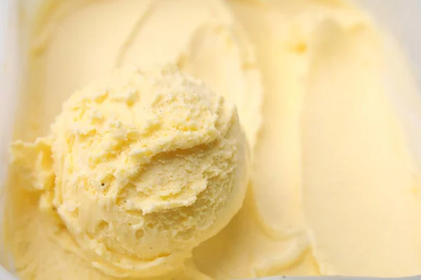 맛있는 바닐라 아이스크림을 용기에 응고한다 — 스톡 사진