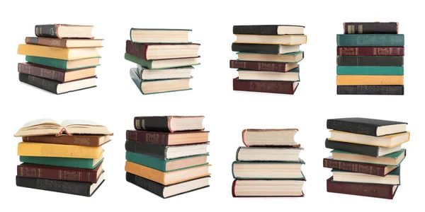 stock image Set of stacked books isolated on white
