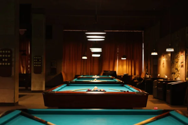 Billiard Tables Balls Cues Club — Stockfoto