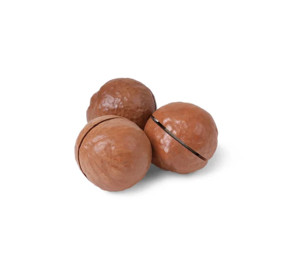 Lahodné Organické Macadamia Ořechy Izolované Bílém — Stock fotografie