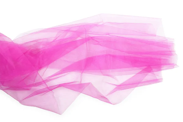 Bellissimo Tessuto Tulle Rosa Sfondo Bianco — Foto Stock