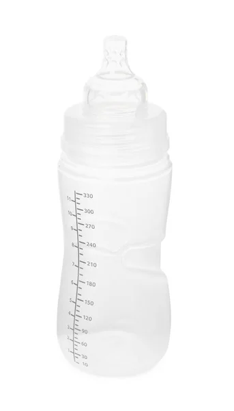 One Empty Feeding Bottle Infant Formula Isolated White — 图库照片