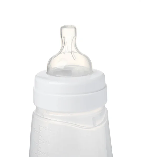 One Empty Feeding Bottle Infant Formula Isolated White — Foto de Stock
