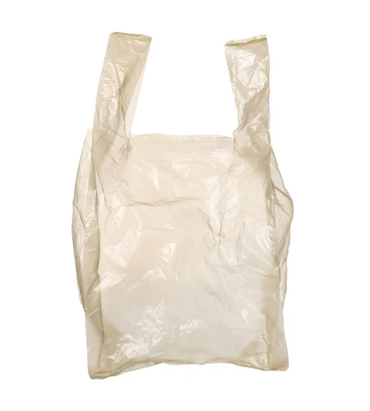 Jeden Pusty Plastikowy Worek Odizolowany Biało — Zdjęcie stockowe