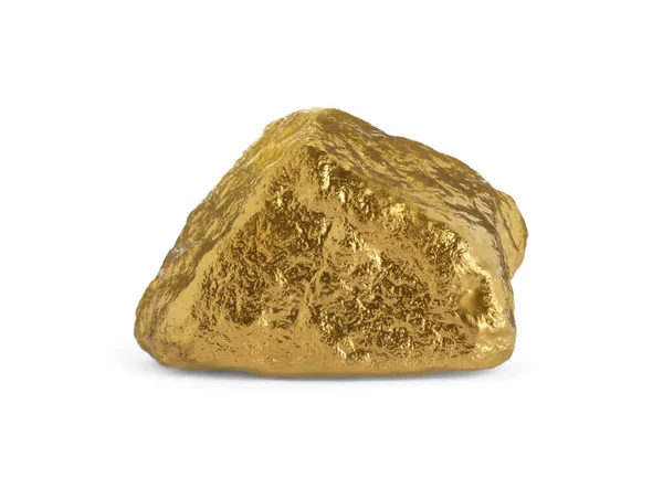 Stock image One beautiful gold nugget on white background