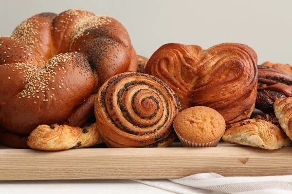 Different Tasty Freshly Baked Pastries Table — Stock Photo, Image