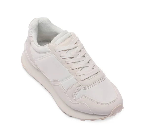 Ένα Κομψό Νέο Sneaker Απομονώνονται Λευκό — Φωτογραφία Αρχείου