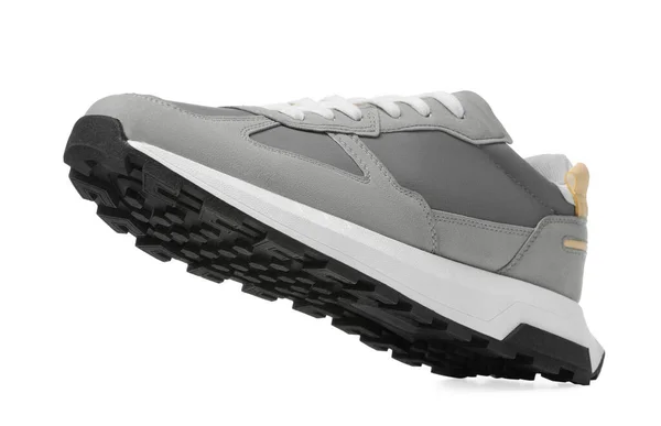 One Stylish Grey Sneaker Isolated White — Stock Photo, Image