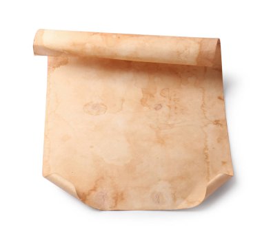 Beyaz arkaplanda eski parşömen kağıdı