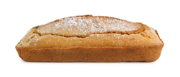 집에서 맛있는 요구르트 케이크에 배경에 가루를 — 스톡 사진