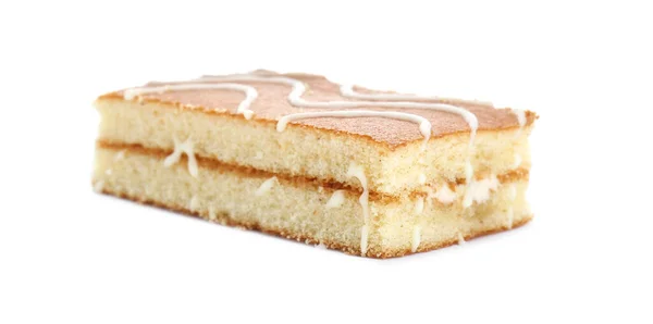 Heerlijke Zelfgemaakte Spons Cake Geïsoleerd Wit — Stockfoto