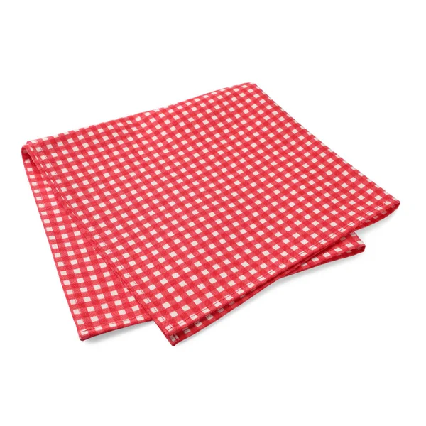 白の背景に新しい赤のチェッカーテーブルクロス — ストック写真