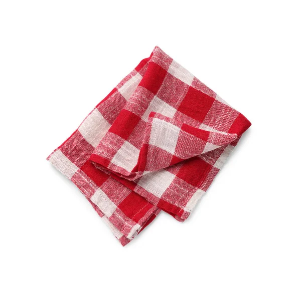 Red Checkered Tablecloth White Background Top View — Stock Photo, Image