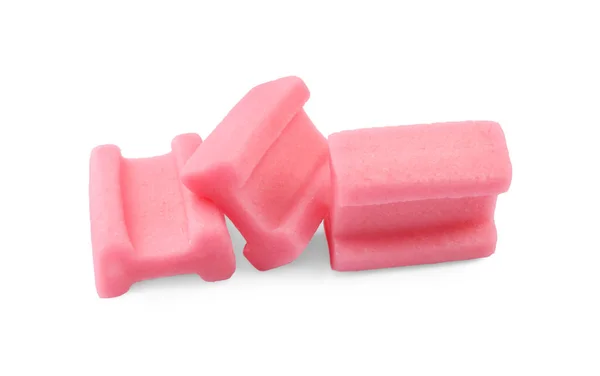 白底色的粉红咀嚼口香糖 — 图库照片