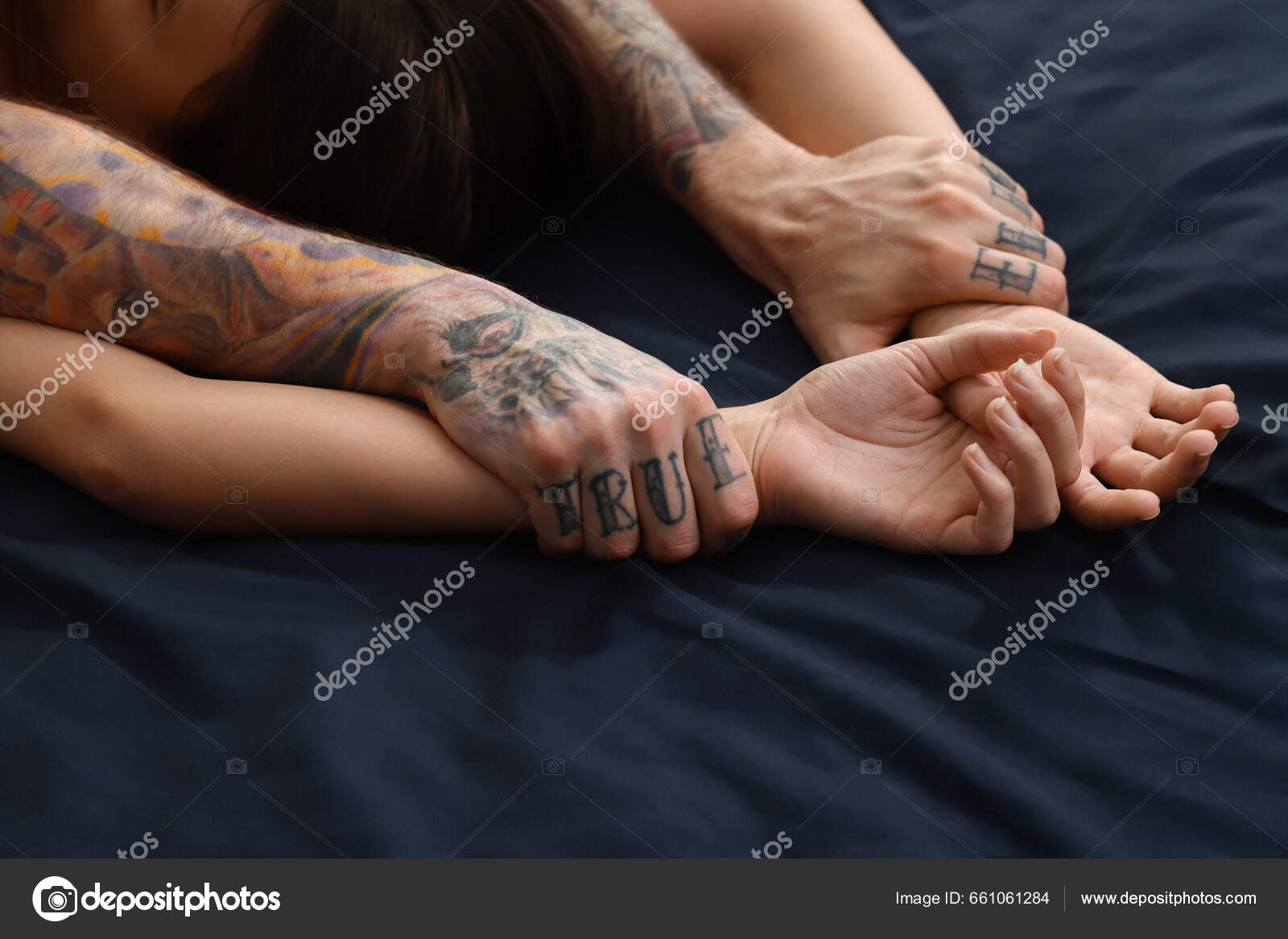 Passionate Couple Having Sex Bed Closeup Hands — Stock Photo © NewAfrica  #661061284