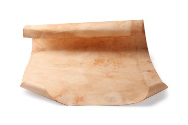 Beyaz arkaplanda eski parşömen kağıdı