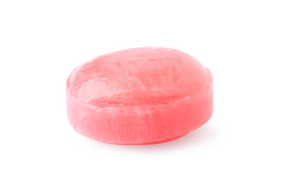 Eén Roze Hoestdruppel Geïsoleerd Wit — Stockfoto