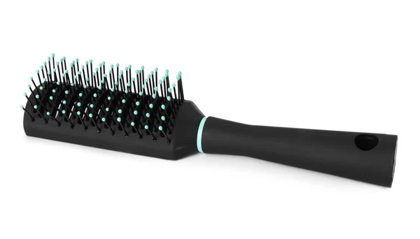 One New Plastic Hairbrush Isolated White — Stock Photo, Image