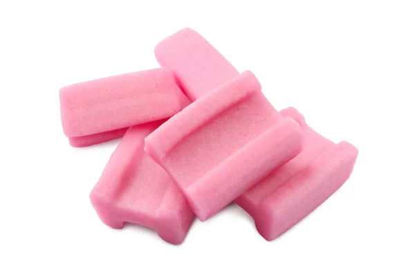 Многие Вкусные Розовые Жевательные Резинки Белом Фоне — стоковое фото