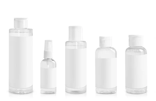 Sada Kosmetických Láhví Výrobky Pro Péči Pleť Izolovaných Bílém — Stock fotografie