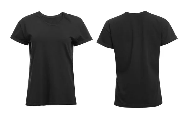 Stijlvol Zwart Shirt Witte Achtergrond Voor Achterkant Ruimte Voor Ontwerp — Stockfoto