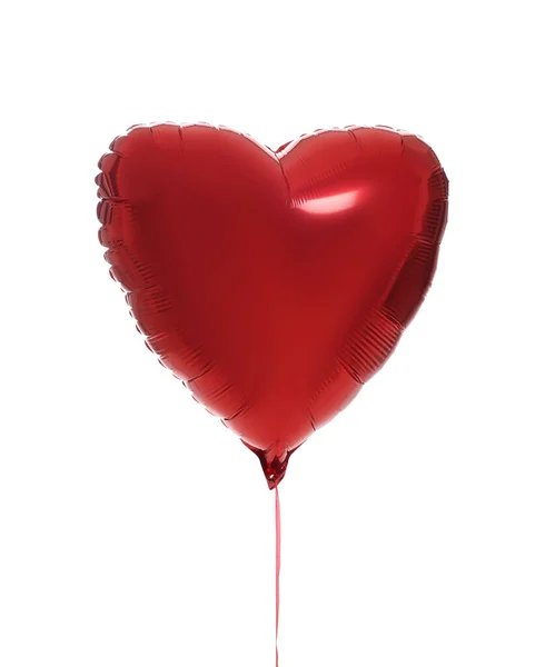 Schöne Rote Herzförmige Ballon Isoliert Auf Weiß Valentinstag Feier — Stockfoto