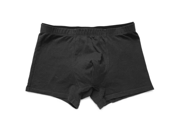 Comfortable Black Men Underwear Isolated White Top View — Stock Photo, Image