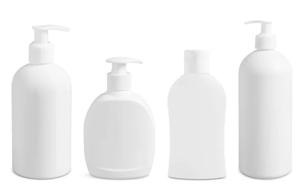 Σετ Καλλυντικών Μπουκαλιών Προϊόντα Περιποίησης Δέρματος Μαλλιών Που Απομονώνονται Λευκό — Φωτογραφία Αρχείου
