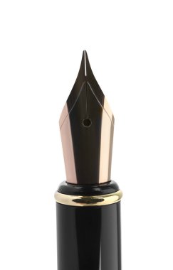 Beyaz üzerine izole edilmiş siyah dolma kalem.