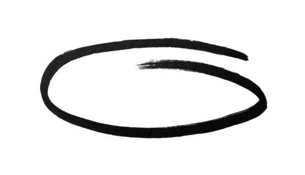 白の背景に黒のマーカーで描かれた楕円 トップビュー — ストック写真
