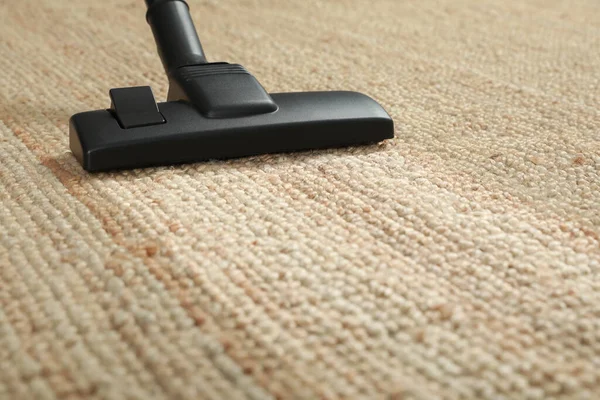 Hoovering Carpet Vacuum Cleaner Closeup Clean Trace Dirty Surface — Stock Photo, Image