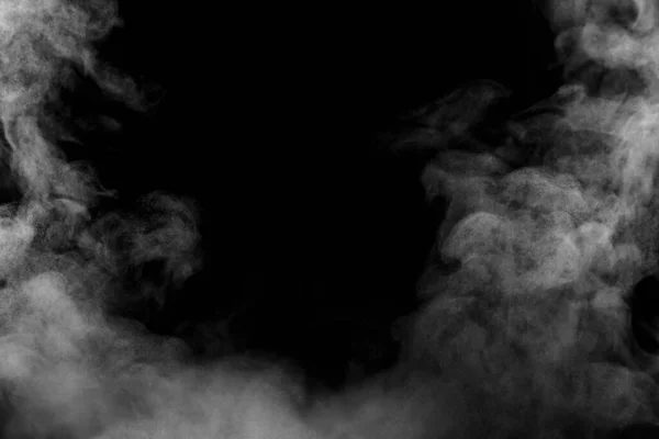 Weißer Rauch Auf Schwarzem Hintergrund Raum Für Text — Stockfoto