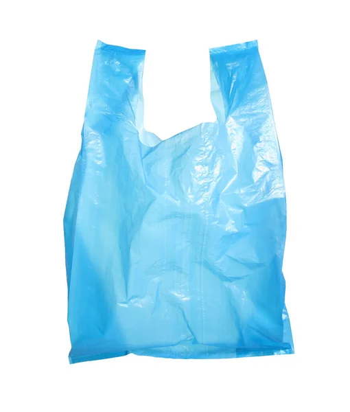Один Світло Блакитний Пластиковий Пакет Ізольований Білому — стокове фото