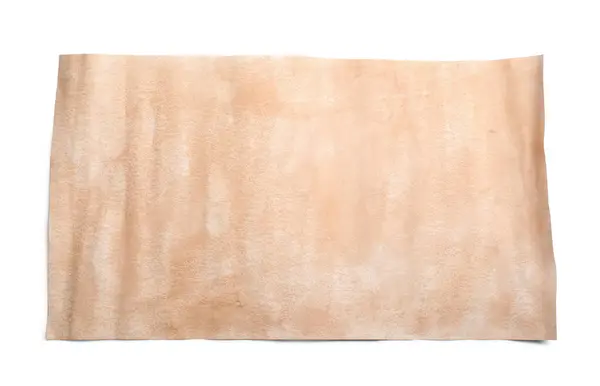 Beyaz Arkaplan Üzerine Eski Parşömen Kağıdının Boş Sayfası Üst Görünüm — Stok fotoğraf