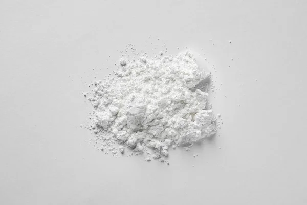 Heap Carbonato Cálcio Sobre Fundo Branco Vista Superior — Fotografia de Stock