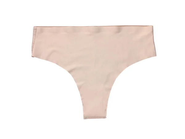 Elegant Beige Women Underwear Isolated White Top View — Stock Photo, Image