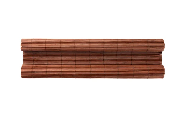Gerollte Sushi Matte Aus Bambus Auf Weißem Hintergrund Ansicht Von — Stockfoto