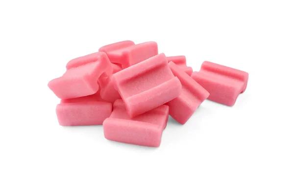 Stapel Smakelijke Roze Kauwgom Witte Achtergrond — Stockfoto