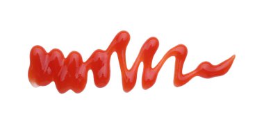 Lezzetli ketçap lekesi beyaz, üst görünümde izole.