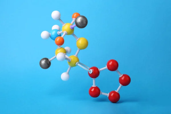 Estructura Molécula Sobre Fondo Azul Claro Modelo Químico — Foto de Stock