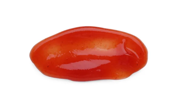 Tasty Ketchup Smear Isolated White Top View — Stock Photo, Image