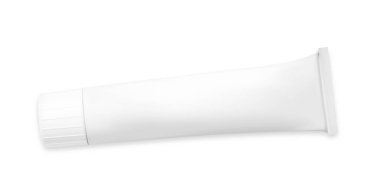 Merhem tüpü beyaza izole edilmiş, üst manzara. Metin için boşluk