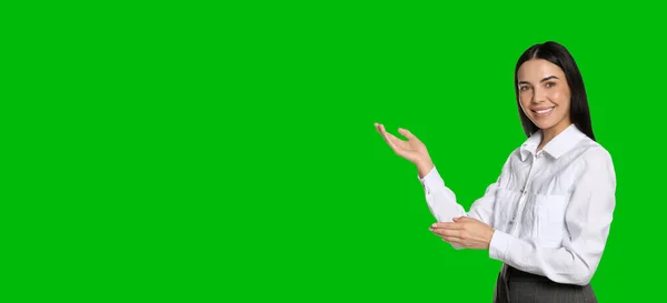 Chroma Key Compositing Broadcaster Green Screen Banner Design — Stock Photo, Image