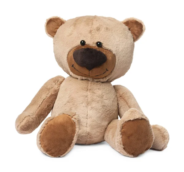 Niedlichen Teddybär Isoliert Auf Weiß Kinderspielzeug — Stockfoto
