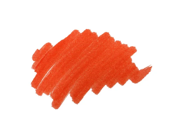 Штрих Нарисованный Оранжевым Маркером Выделенный Белом Вид Сверху — стоковое фото