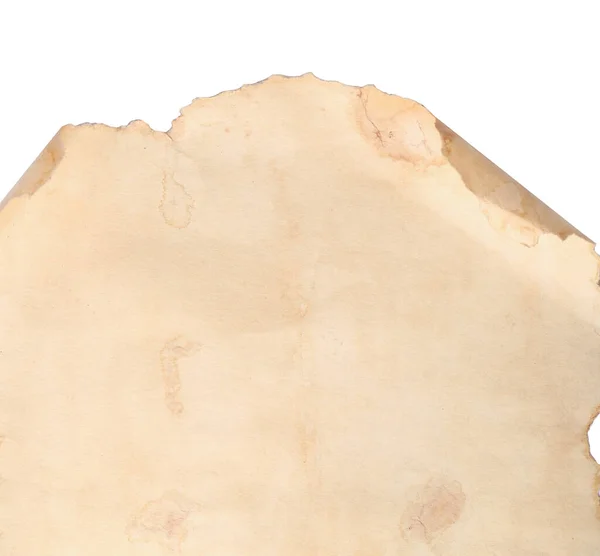 Arkusz Starego Pergaminu Białym Tle Widok Góry Miejsce Tekst — Zdjęcie stockowe