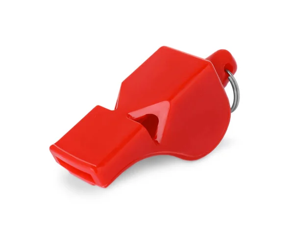 stock image One red plastic whistle isolated on white