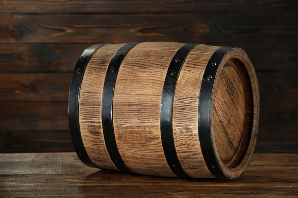 One Wooden Barrel Table Wall Closeup — Stock Photo, Image