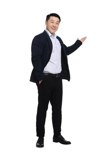 Geschäftsmann Anzug Posiert Auf Weißem Hintergrund — Stockfoto